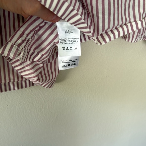 Eddie Bauer mauve and White Boxy Blouse with Cuffed Sleeves XL - Picture 7 of 7